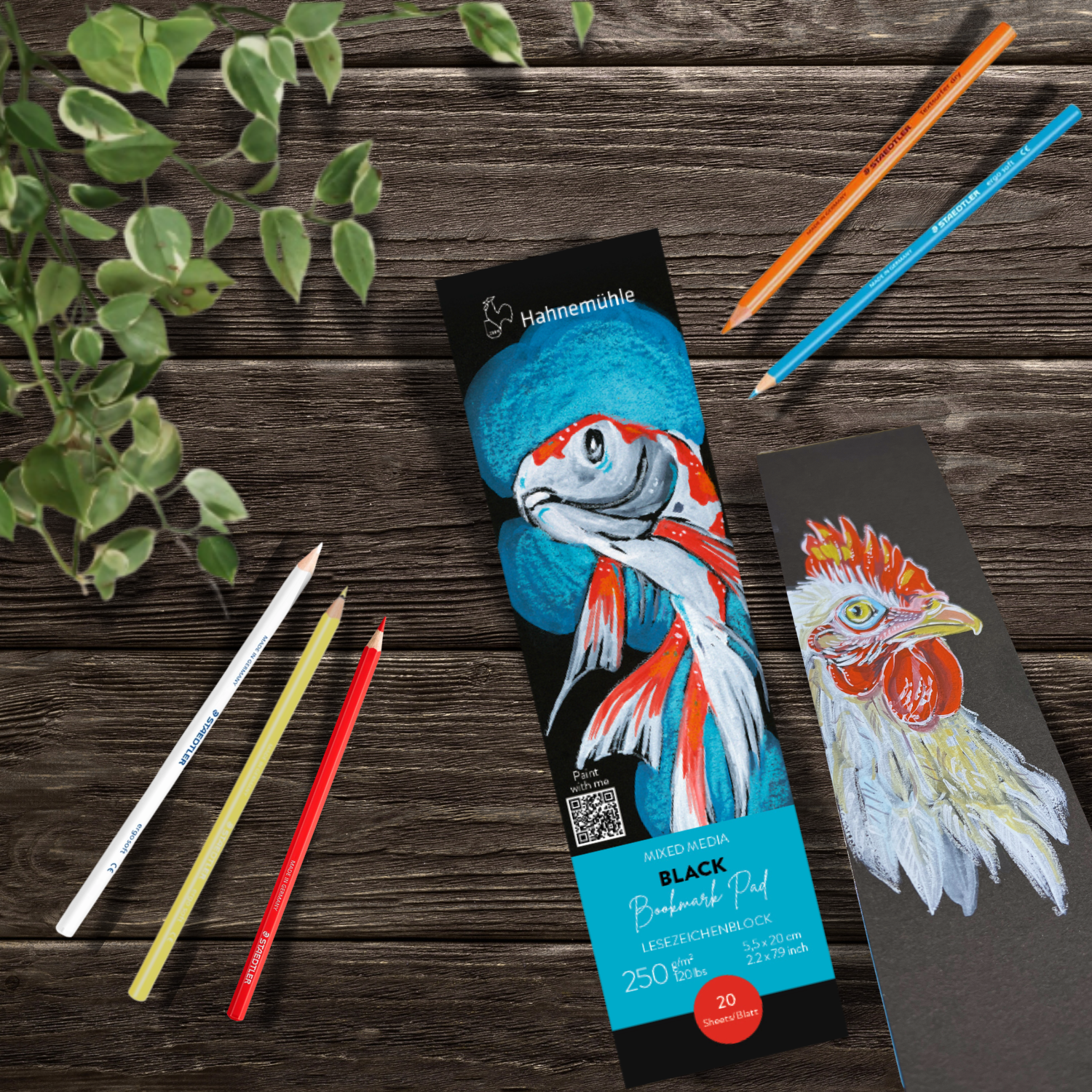 Black Bookmark Pad, 5.5 x 20 cm