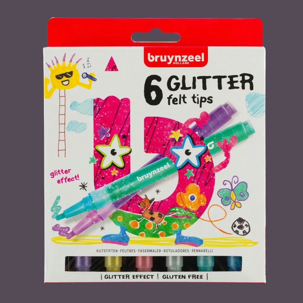 Set mit 6 Glitzer-Fasermalern für Kinder