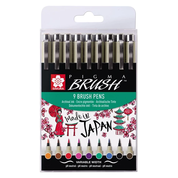 PIGMA® Brush™ Set mit 9 Farben