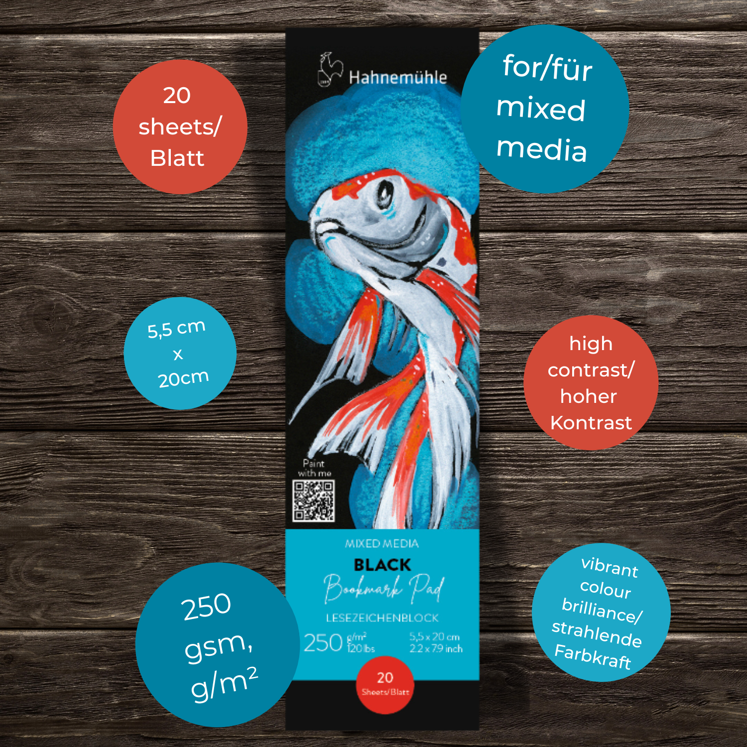 Black Bookmark Pad, 5.5 x 20 cm