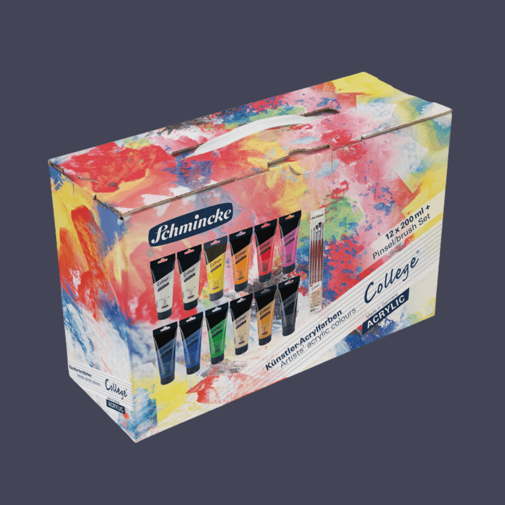 College® Acrylcolor Set, 12 x 200 ml + Pinselset