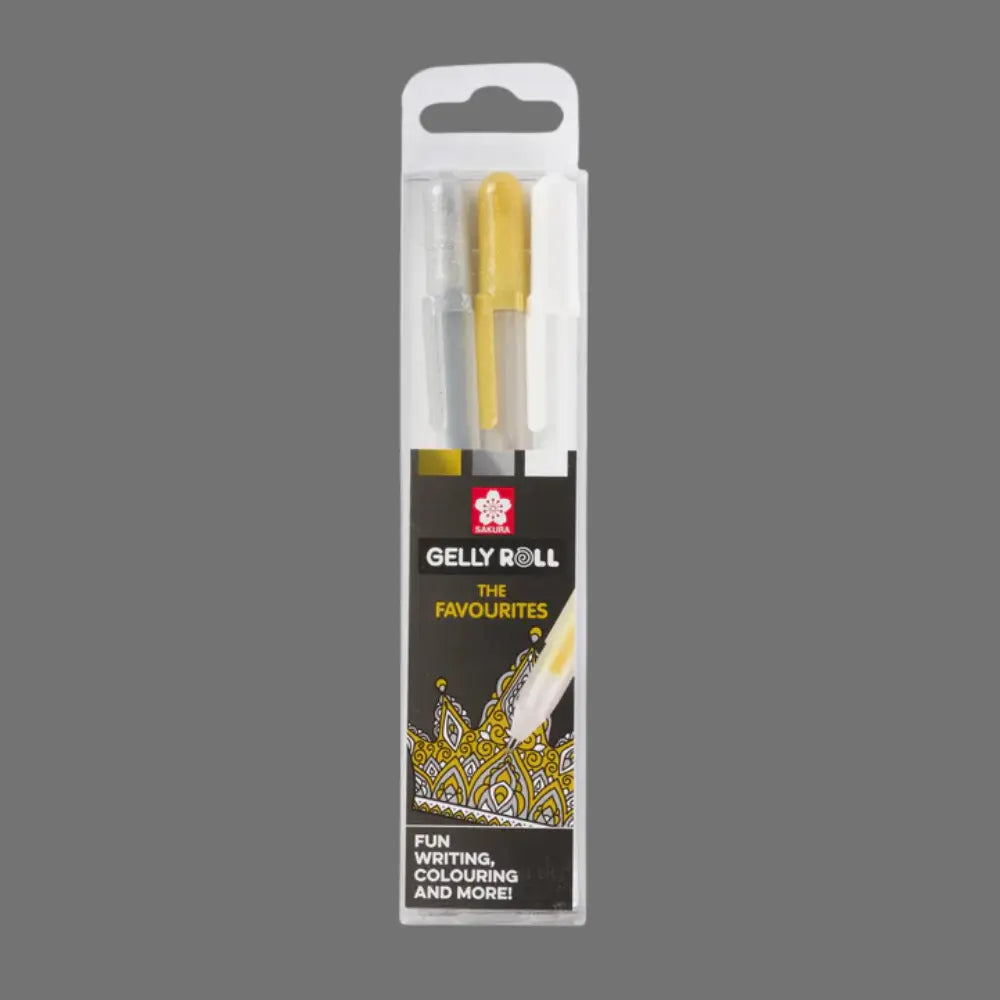 Gelly Roll, 3er-Set (Gold, Silber, Weiss)