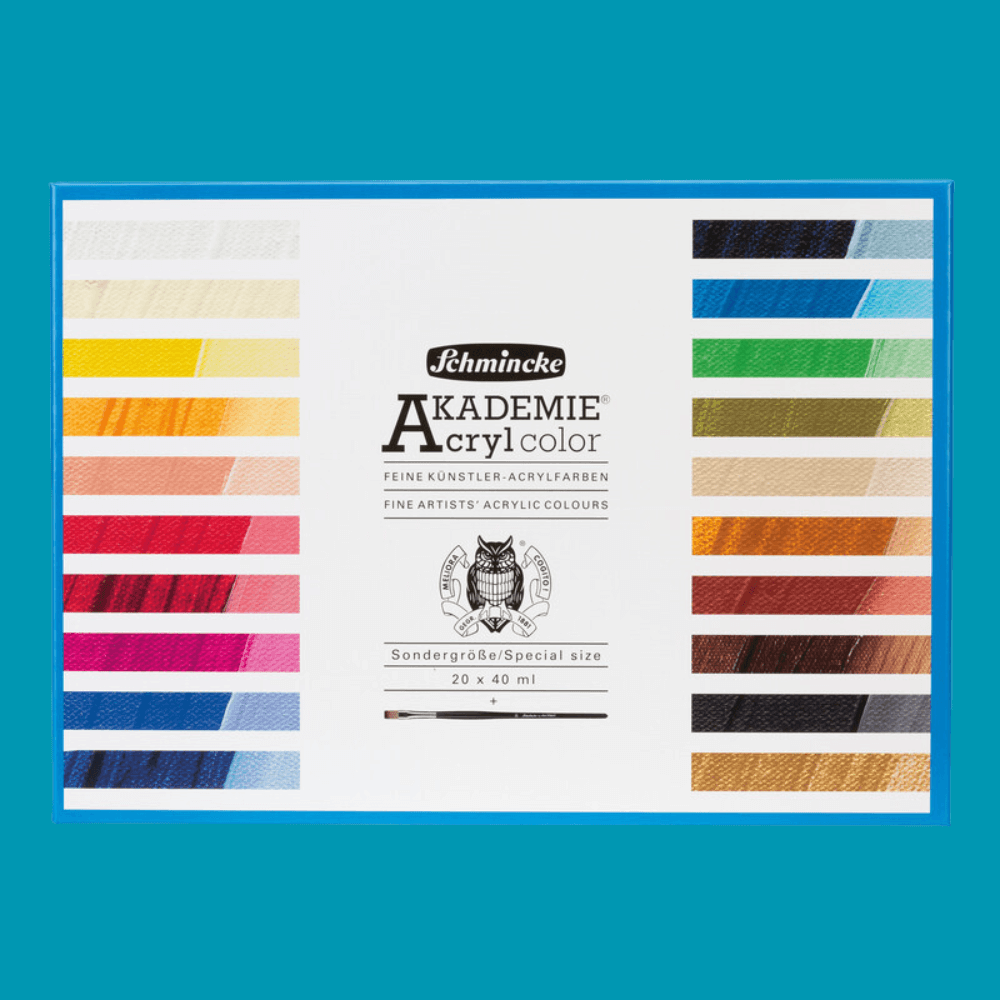 Akademie® Acrylcolor-Set Sondergrösse, 20 x 40 ml + 1 Pinsel