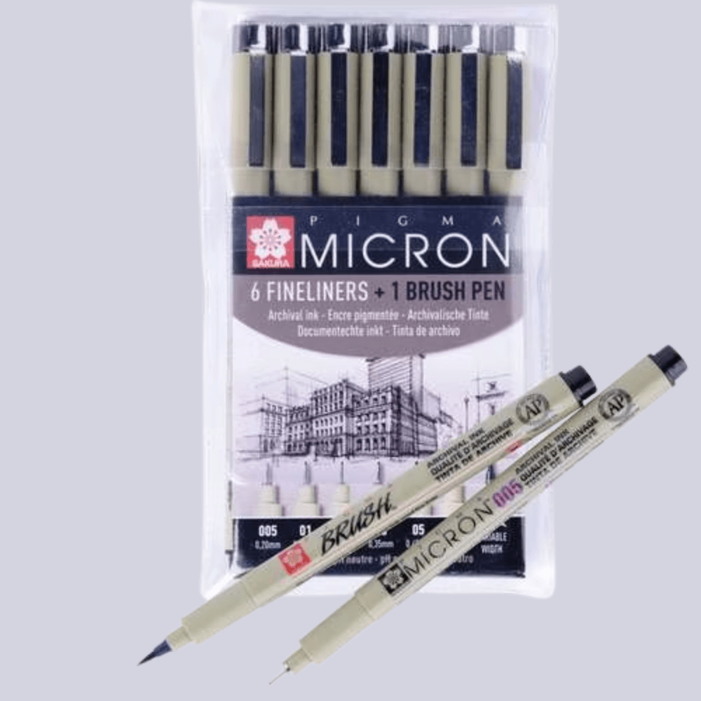 PIGMA® Micron™ Set mit 6 Finelinern + 1  Brush Pen