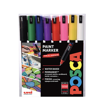 UNI Posca Marker PC-1MR Fineliner Etui 8 Stk. assortiert