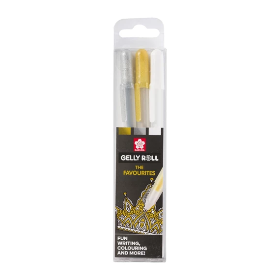 Gelly Roll, 3er-Set (Gold, Silber, Weiss)